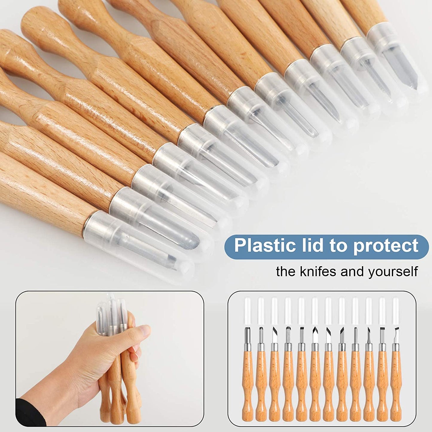 Wood Carving Tools 12 Set, (White)