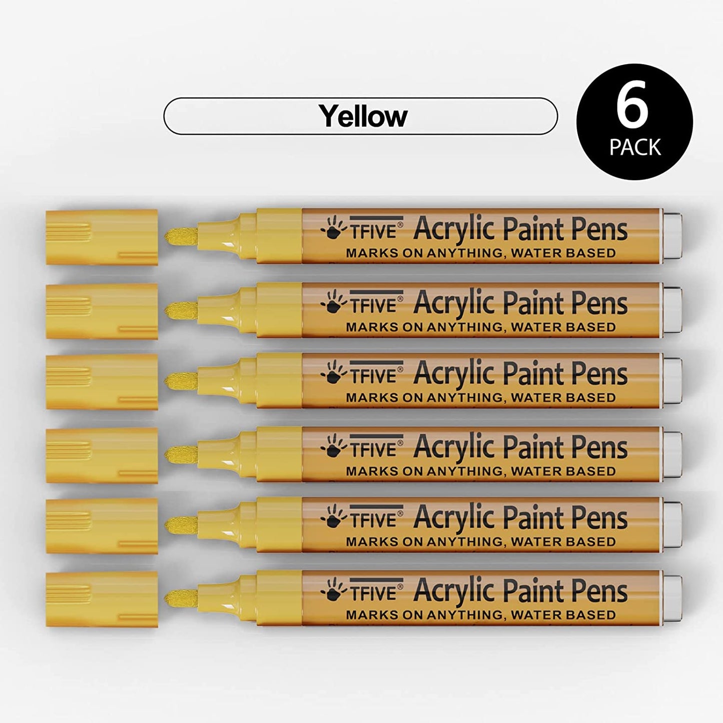 Yellow Acrylic Paint Markers, Medium Point, 6-Pack