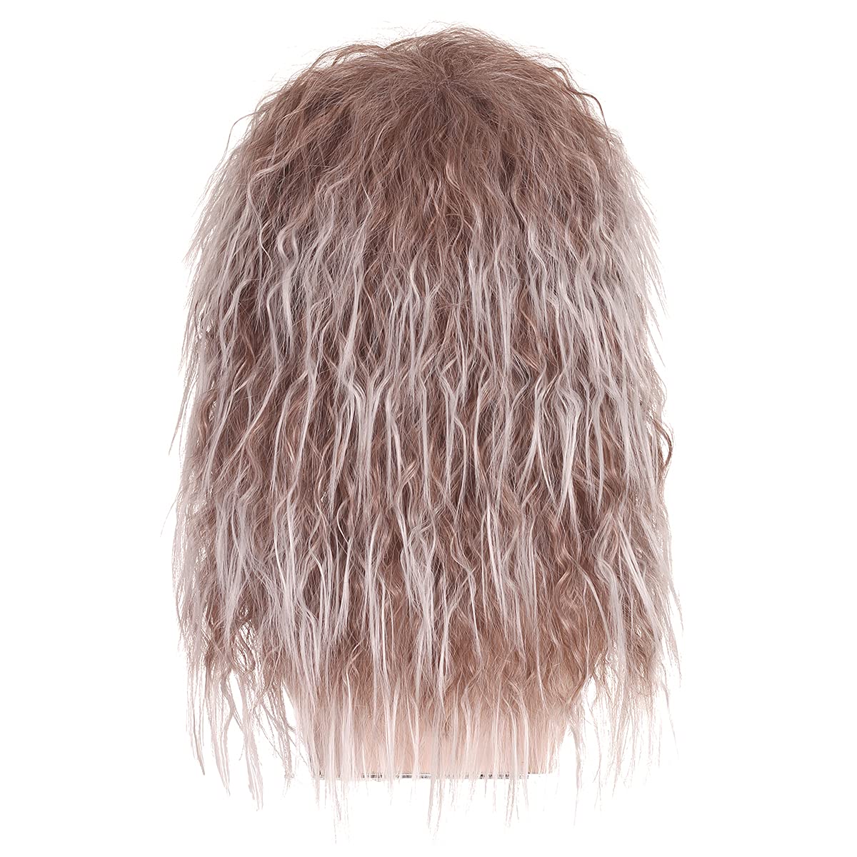 Long curly brown wig with white woman