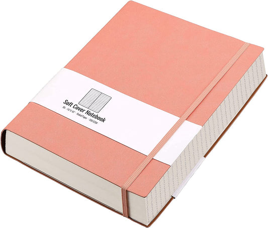 College Ruled Notebook, 320 Pages, Faux Leather, 7.6" x 10", Pink