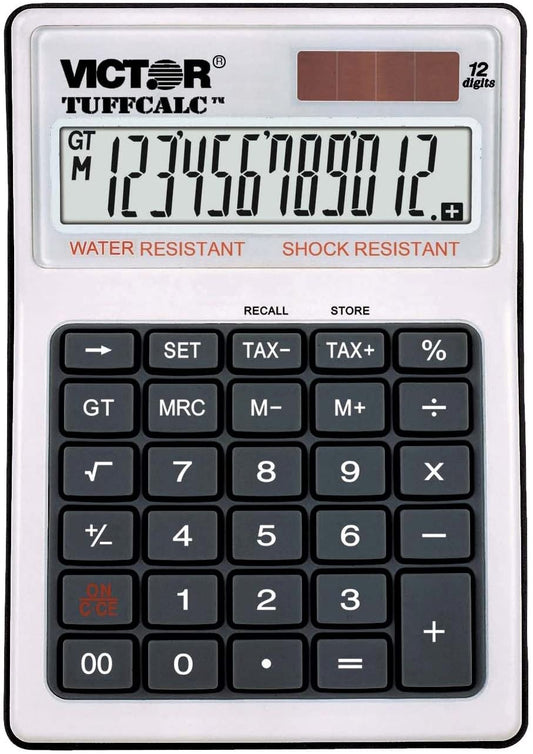 Calculator, white, 1.8" x 4.6" x 6.5"