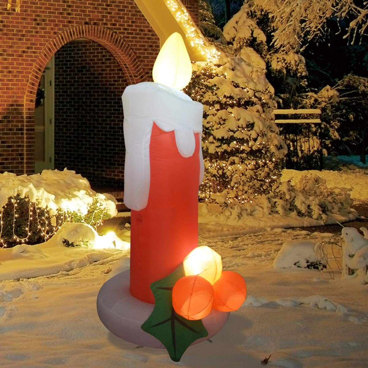 6ft tall christmas inflatable outdoor candle with LED lights