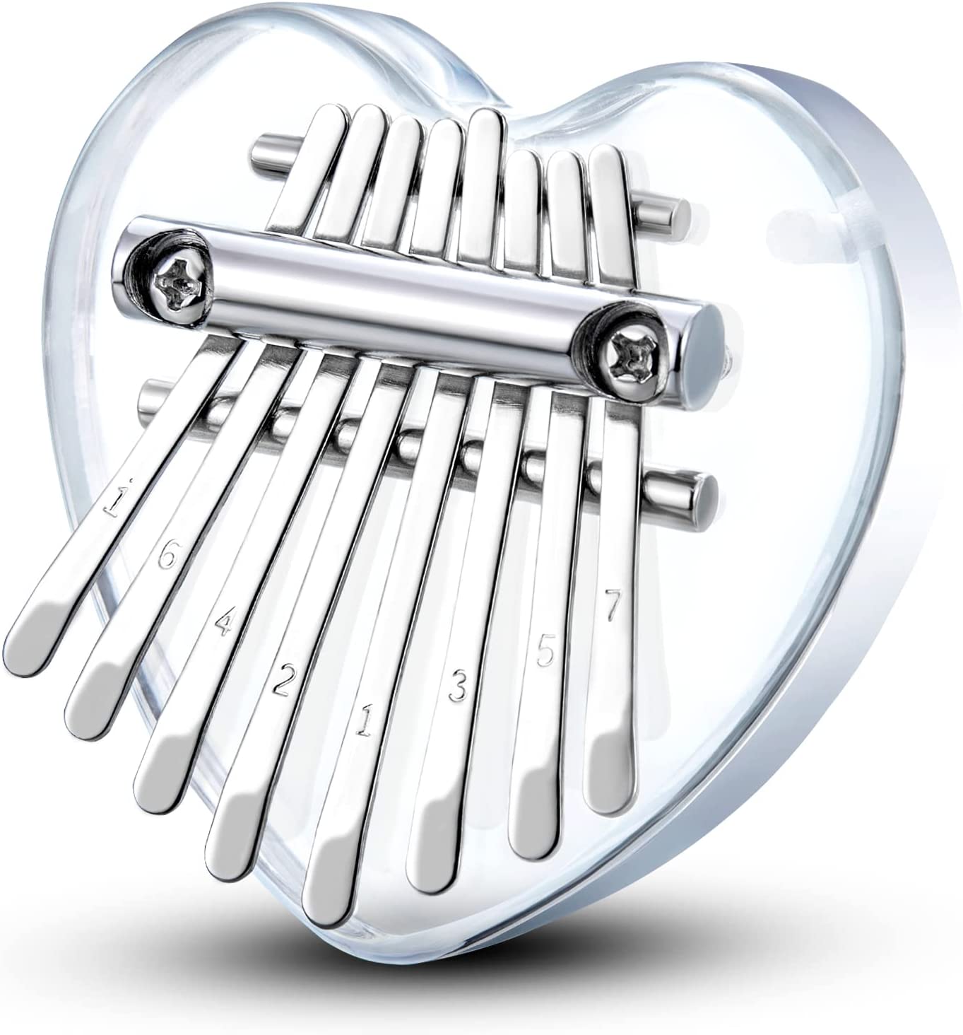 Mini Kalimba Thumb Piano 8 Keys, Portable ColorAcrylic Heart