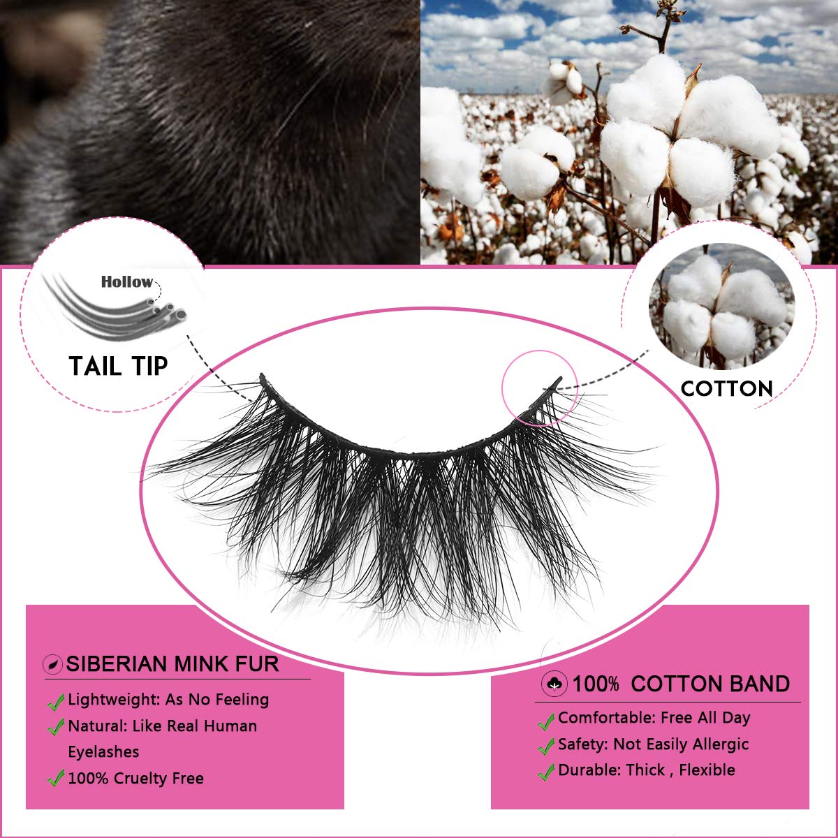 19mm Natural False Eyelashes, 1 Pair, (1-E11)