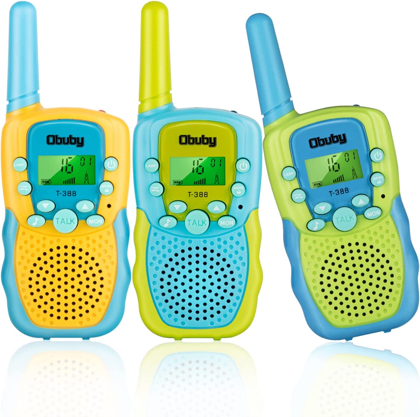 Walkie Talkies, 22 Channels, 3km Range, Green Blue Yellow Set