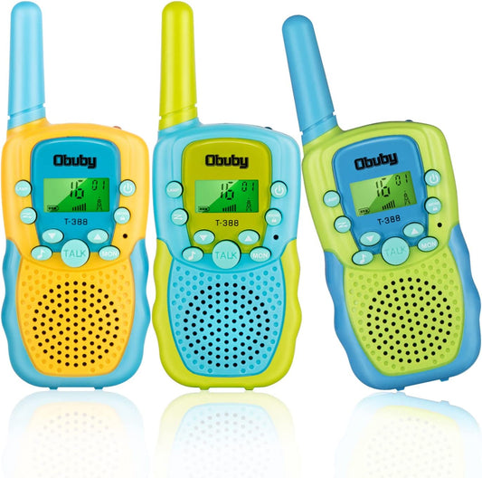 Walkie Talkies, 22 Channels, 3km Range, Green Blue Yellow Set