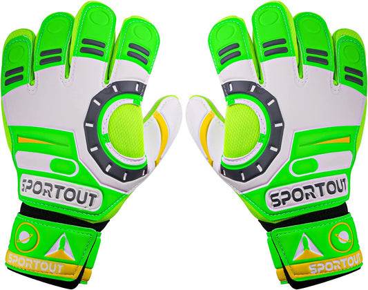 Goalkeeper gloves, with double protection, Green, Size 5