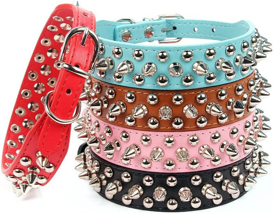 Leather Pet Collars with Studs and Rivets