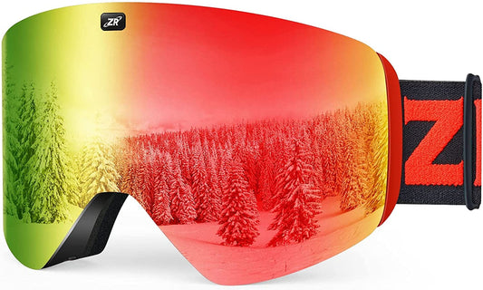 Magnetic ski goggles, black frame, red lens Revo Vlt 15% S3