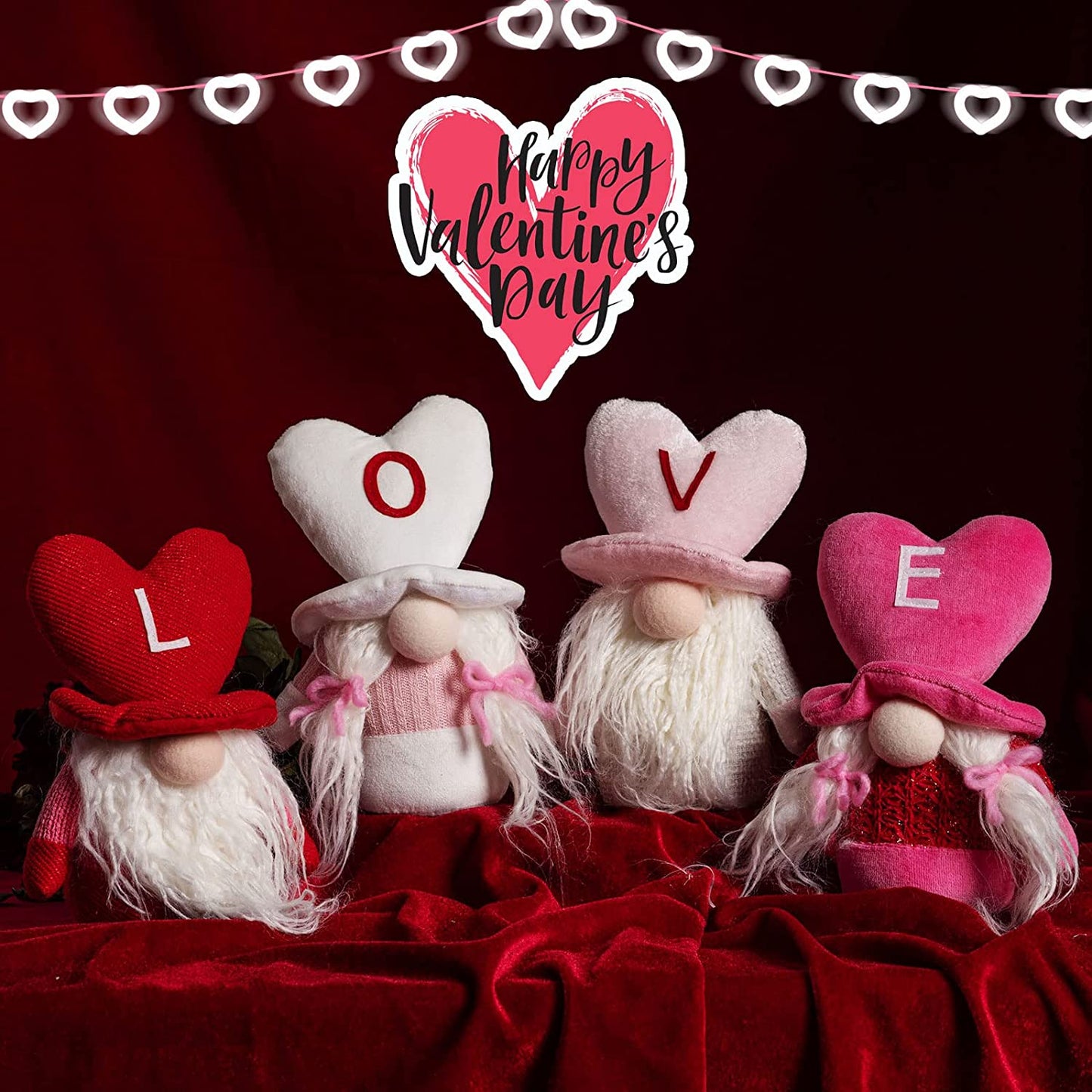 Plush Valentine's gnomes - 4 pieces, Love