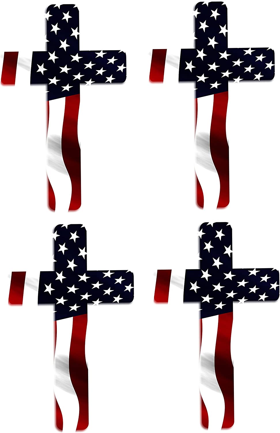 Cross Decals With American Flag (4 Pack)