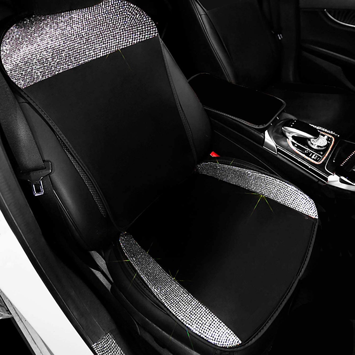 Universal Fit Sparkly Rhinestone Seat Covers (Color: White)