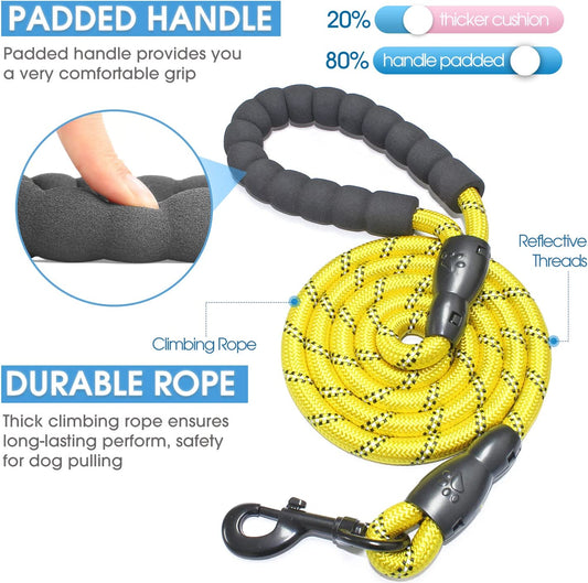 Strong Dog Leash Size: 1/2'' x 5 FT (18~120 lbs, Yellow)