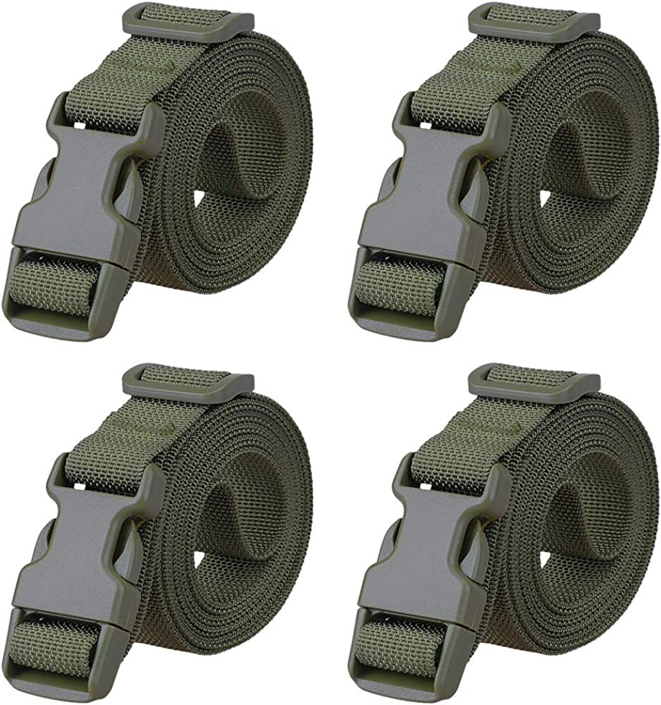 4 Packing Straps with Adjustable Luggage Belt, 1 inch (Green)