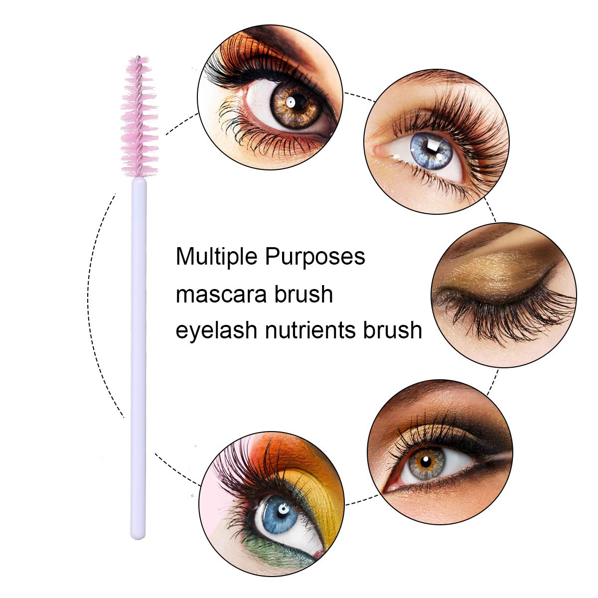 100 disposable mascara brushes with container (white-pink)