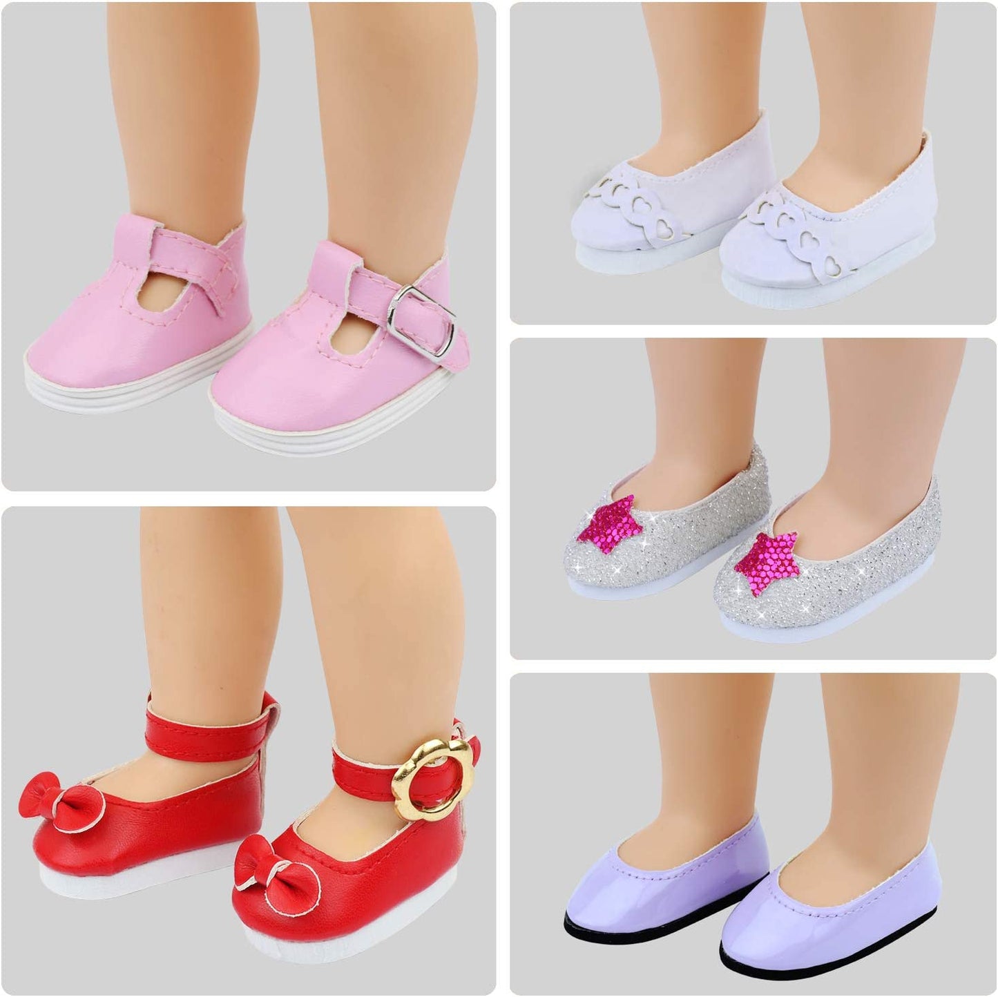 10 pairs of 14.5" doll shoes, accessories