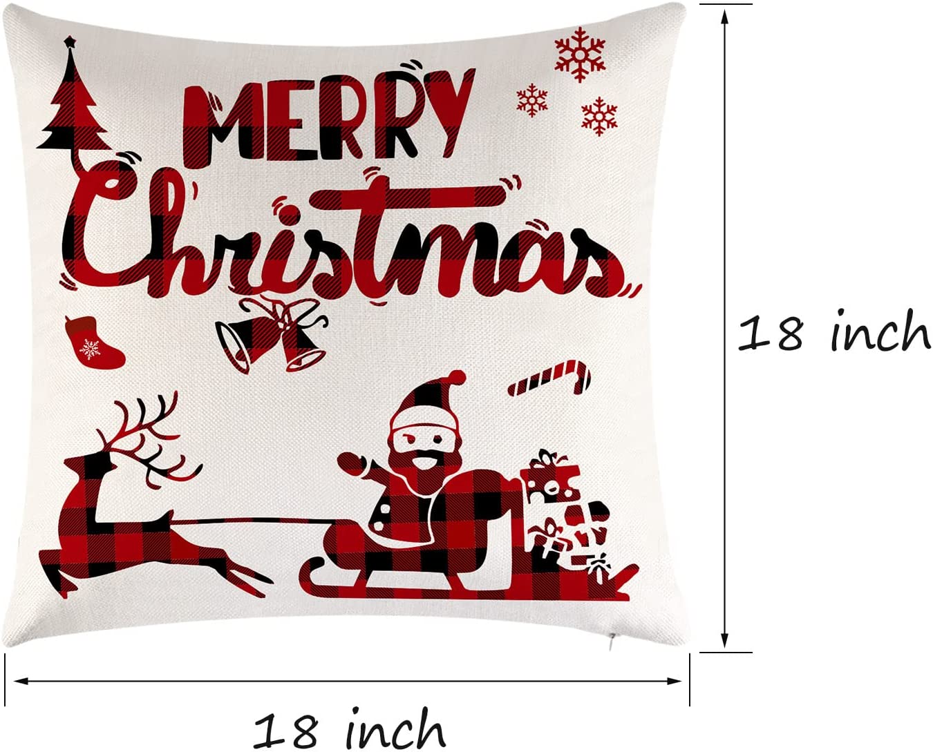 4 Christmas pillowcases 18x18, red and white