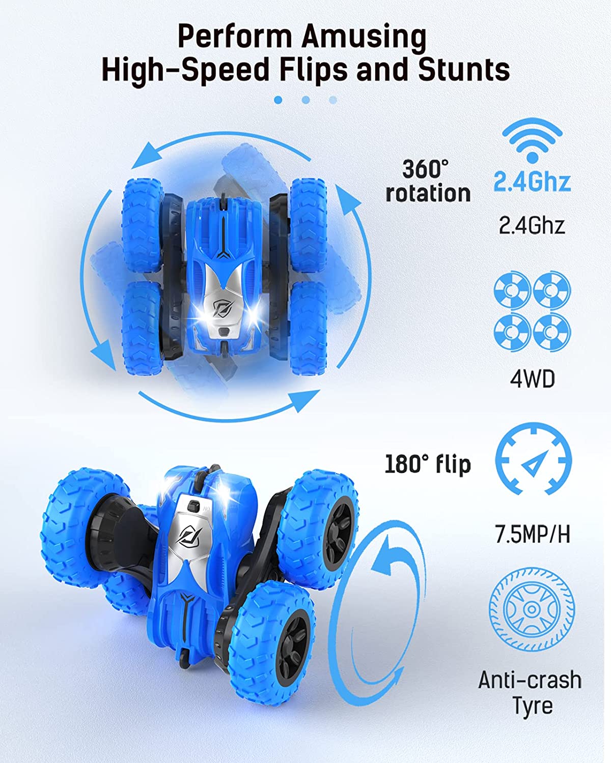 Remote control stunt car, Blue