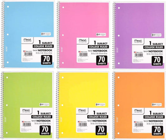 Spiral notebooks of different pastel color