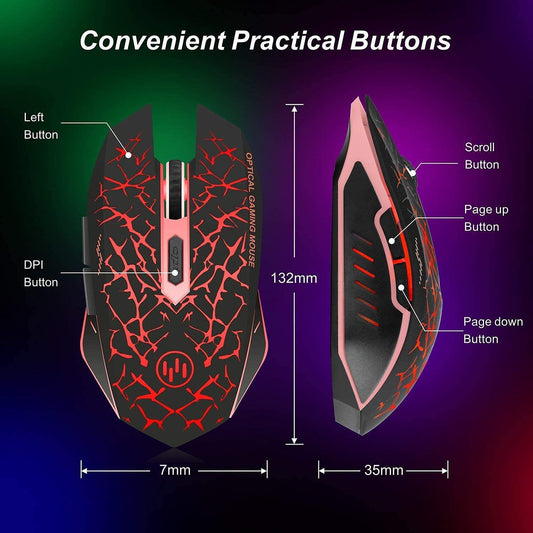 Wireless Rechargeable Gaming Mouse (C12 Red)