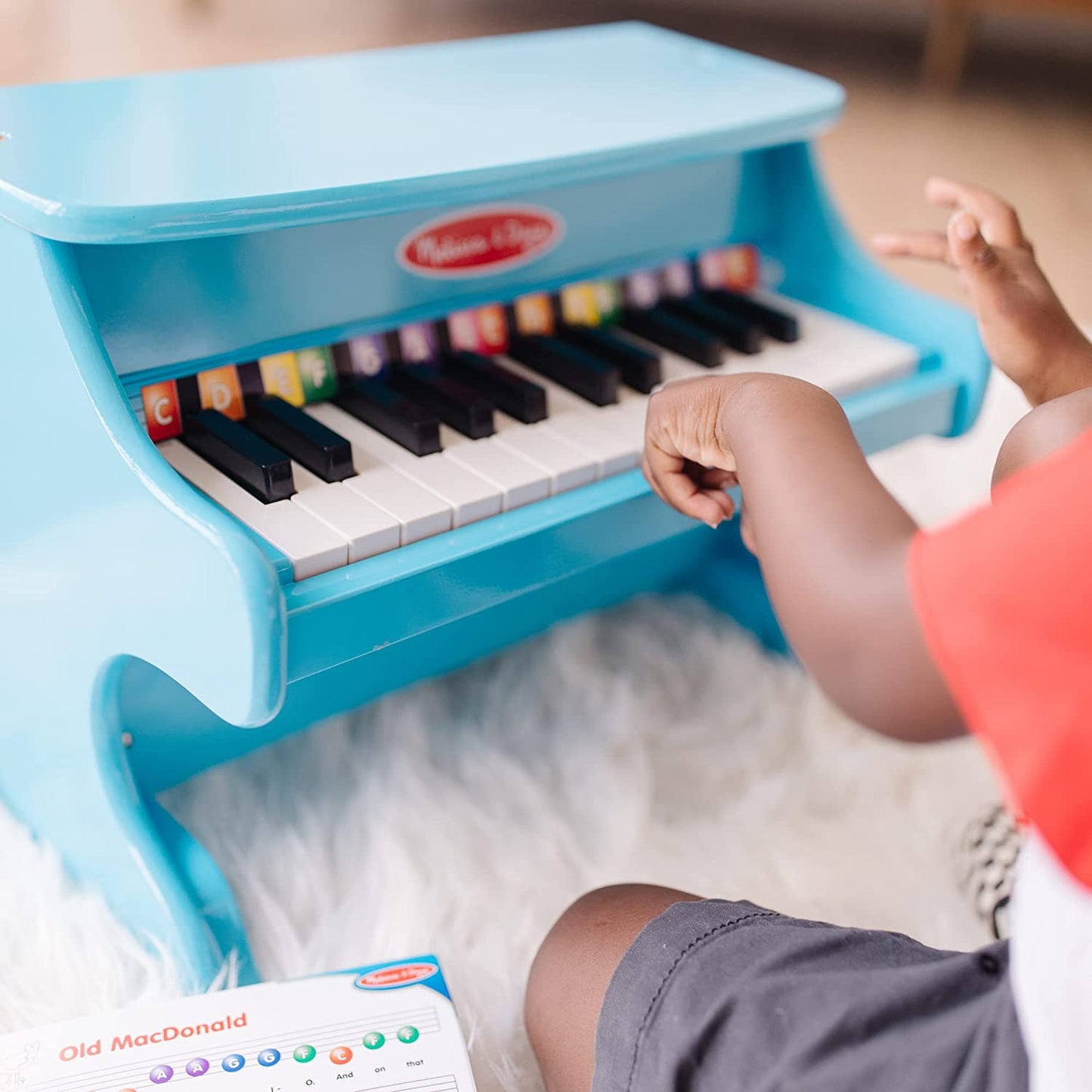 Piano with 25 keys and color-coded songbook, (Blue)