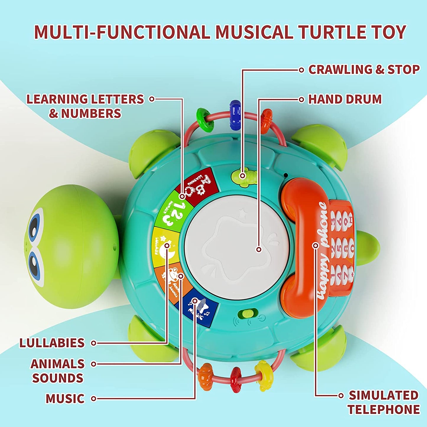 musical turtle toy for baby learning