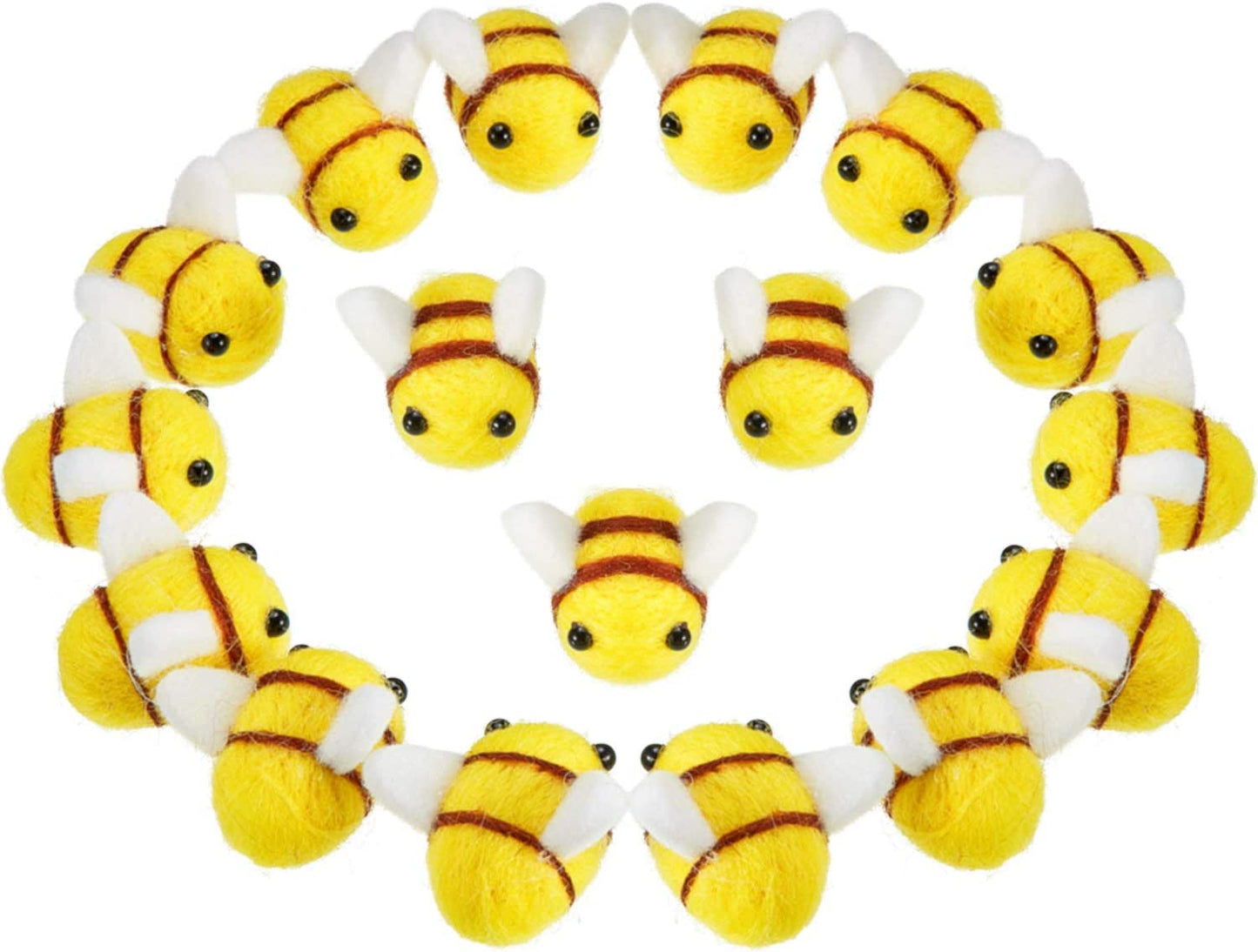 Wool Felt Bee Craft Balls, (20 Pieces)