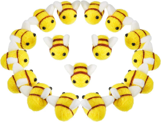 Wool Felt Bee Craft Balls, (20 Pieces)