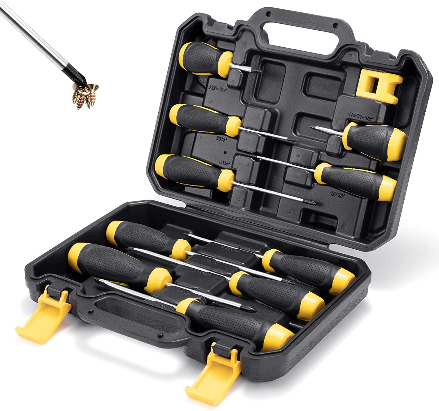 Magnetic screwdriver set with case, 10 pieces