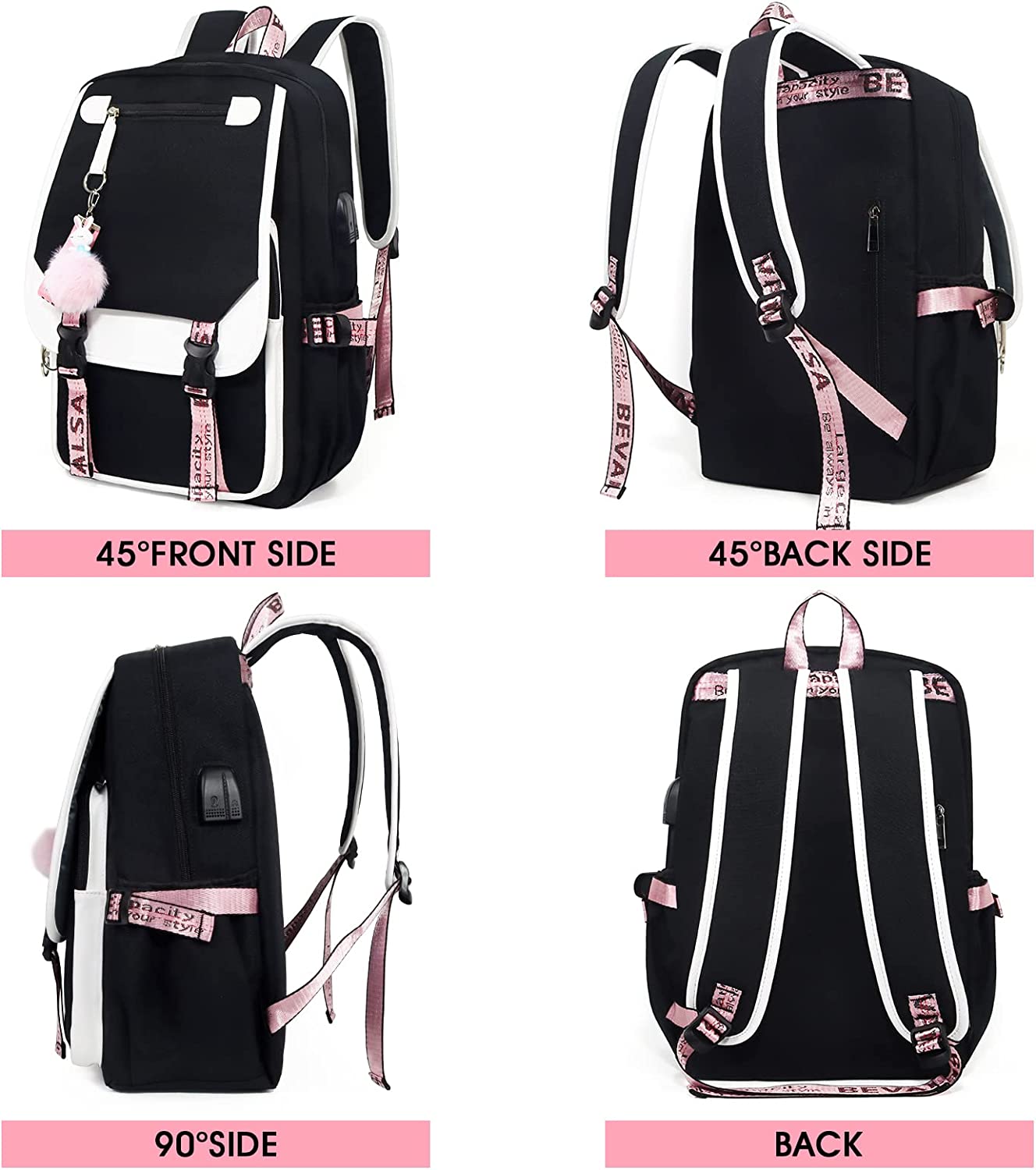 Backpack Lunch Bag Girl, Color (Black)