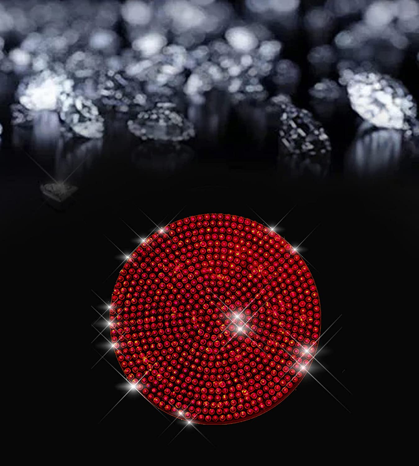 2 x Rhinestone Car Coasters (Red)