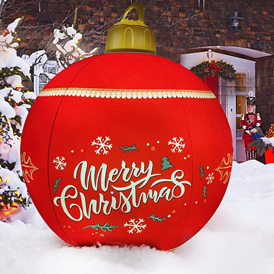 24 Inch Lighted PVC Inflatable Christmas Ball With Stand