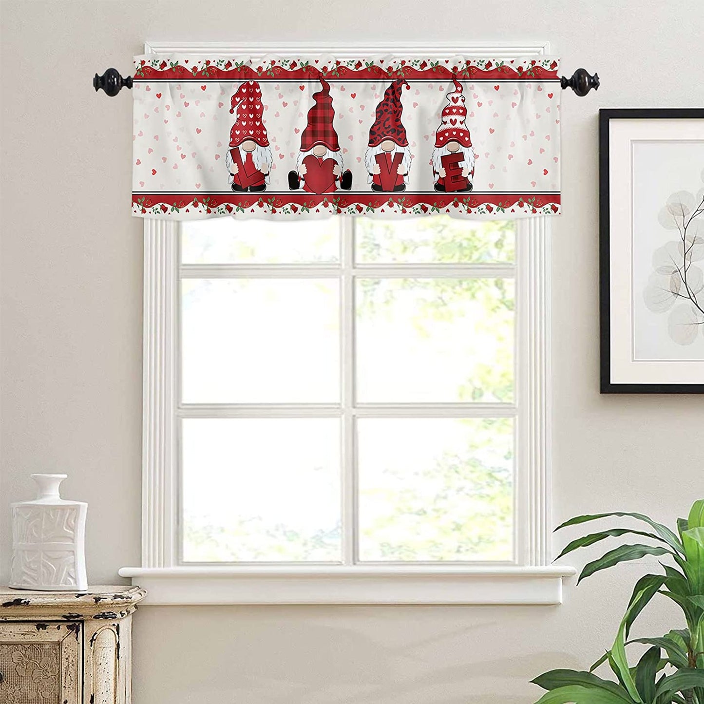 Romantic Gnome Valance Curtain for Kitchen Windows