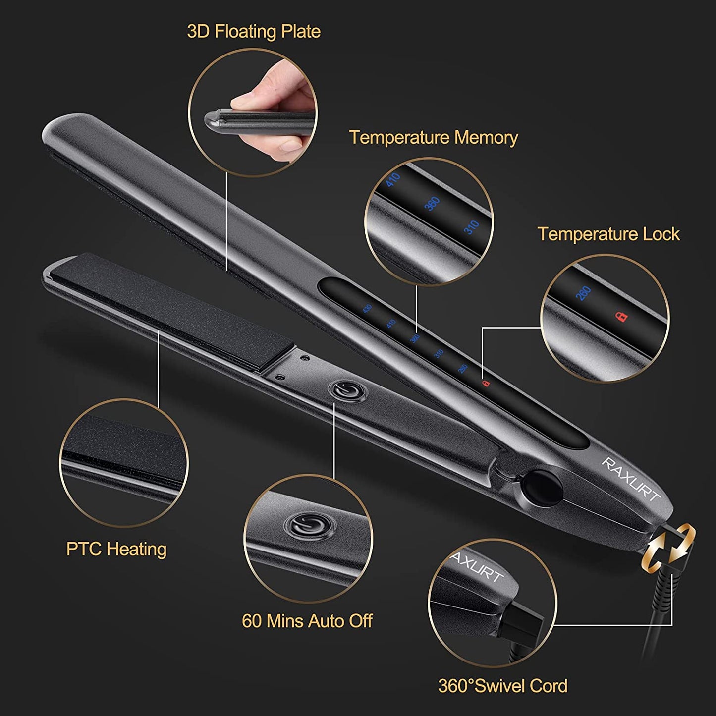 1 Inch Dual Voltage Touch Screen Hair Straightener