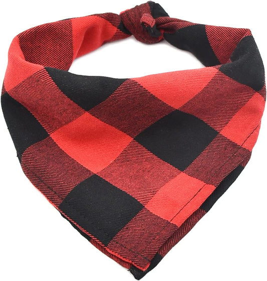 Square cotton bandana for pets, (Red Black) small