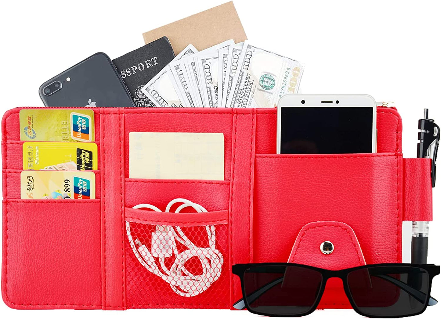 Car Sun Visor Document Organizer (Red)