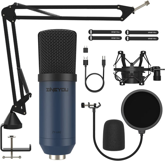 Cardioid Computer Microphone Kit for PC Recording (Blue)