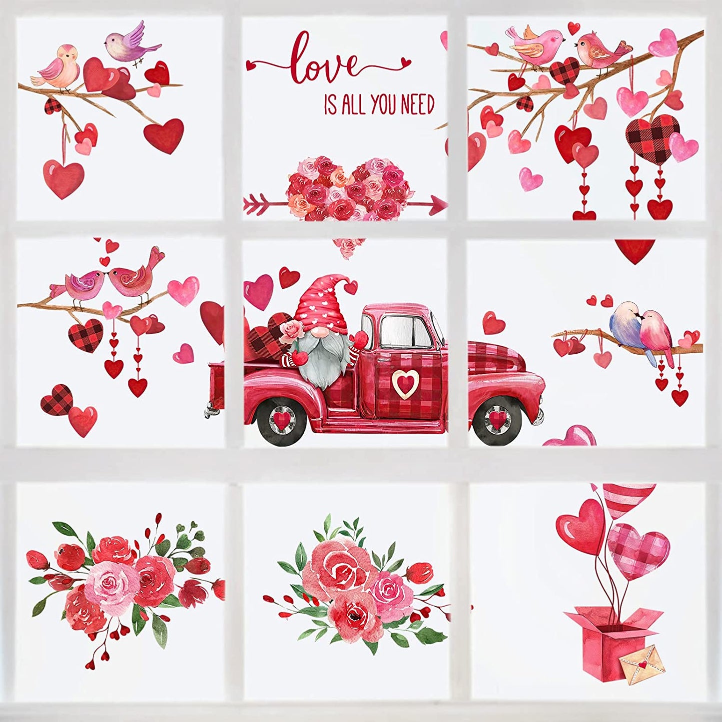 Valentine's Day Window Clings - 9 Sheets