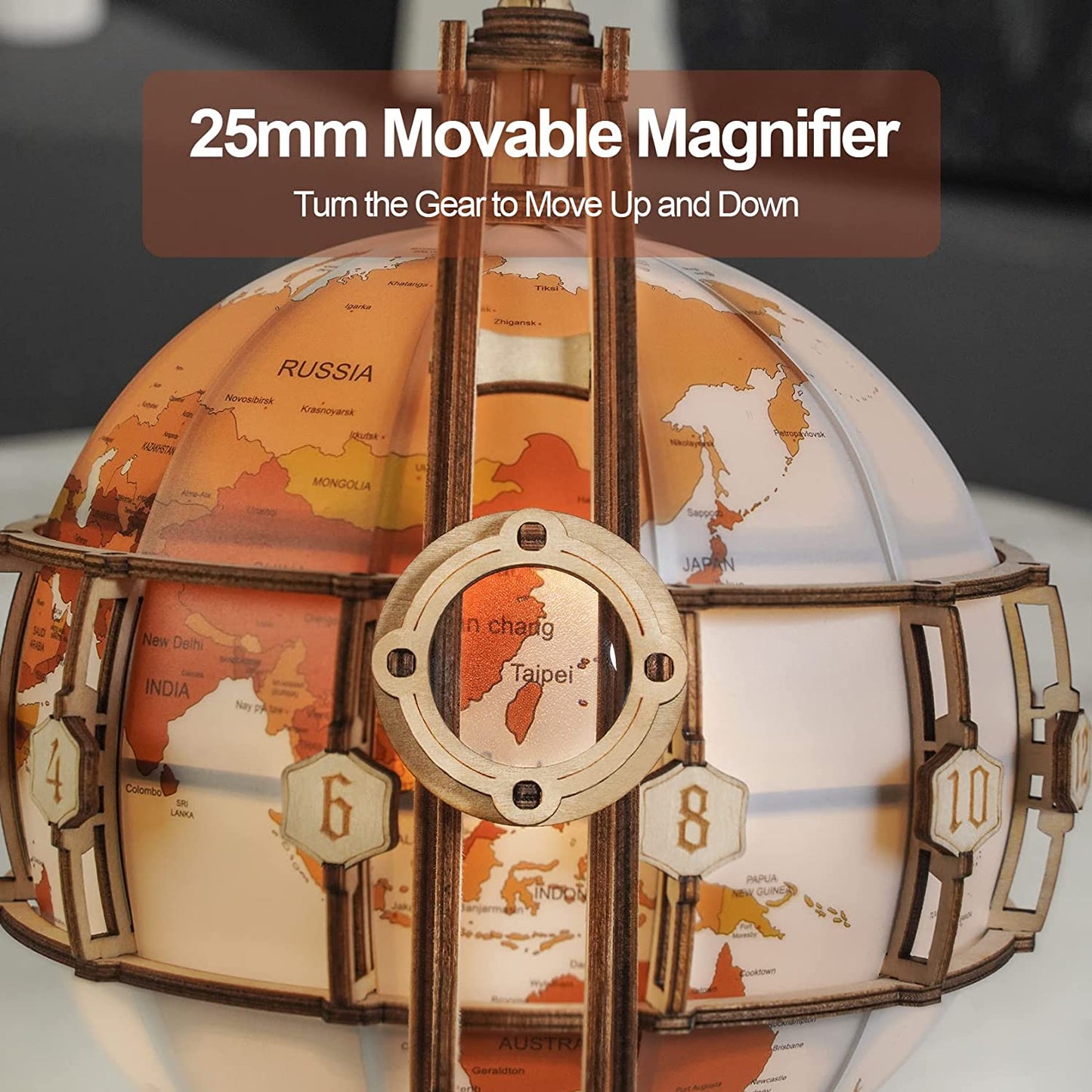 Wooden Puzzle Luminous Globe 3D Model Kits