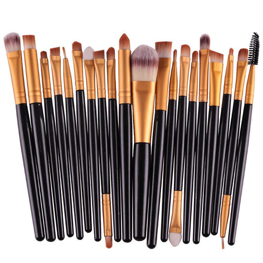 20 Pack Powder Makeup Brushes with Sponge, (Golden-Black)