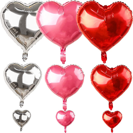 Foil balloons 18inch 10inch 5inch silver red pink 54pcs