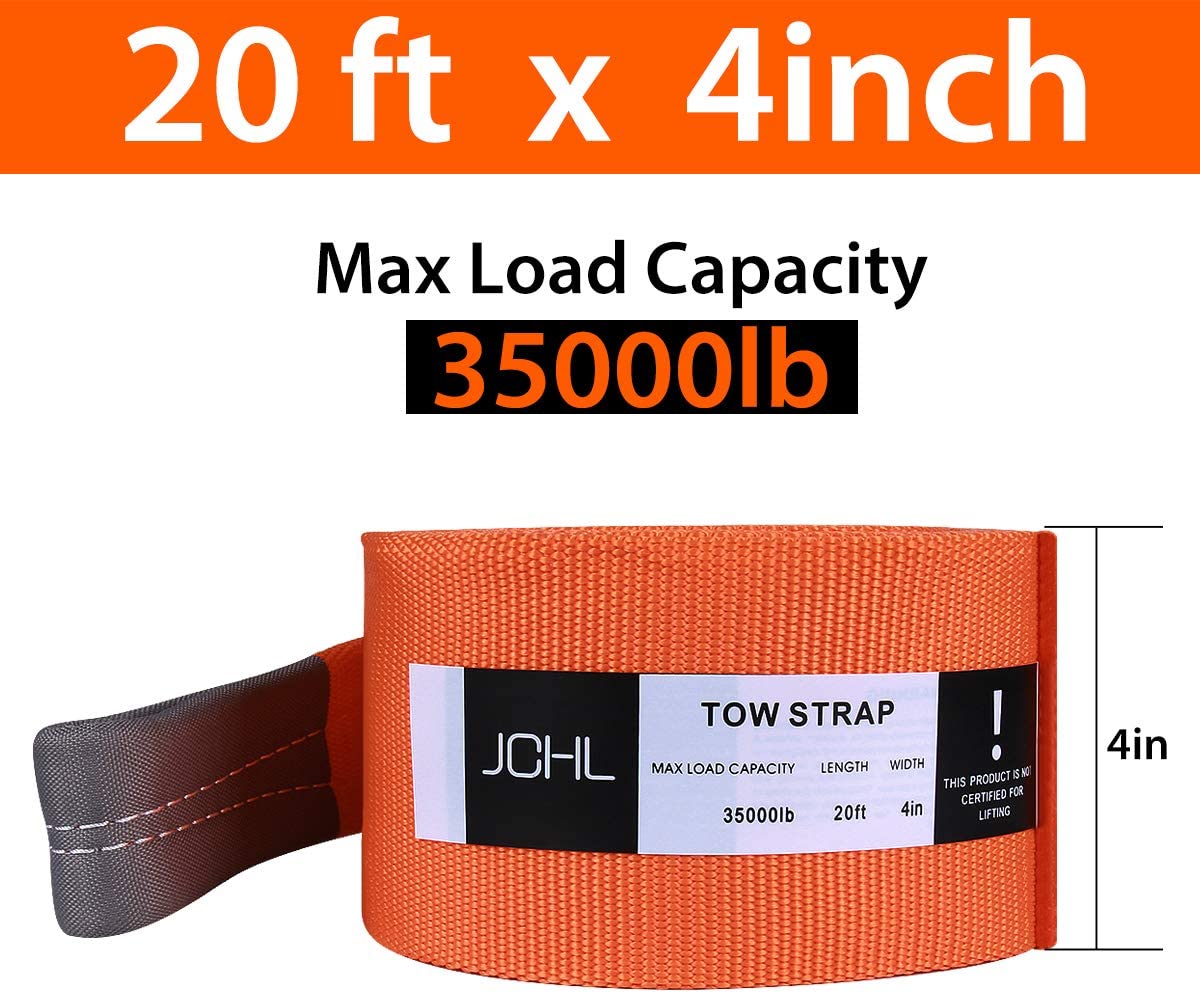 Recovery Strap for Trailer, 18 Ton (Color: 4"x 20 ft)