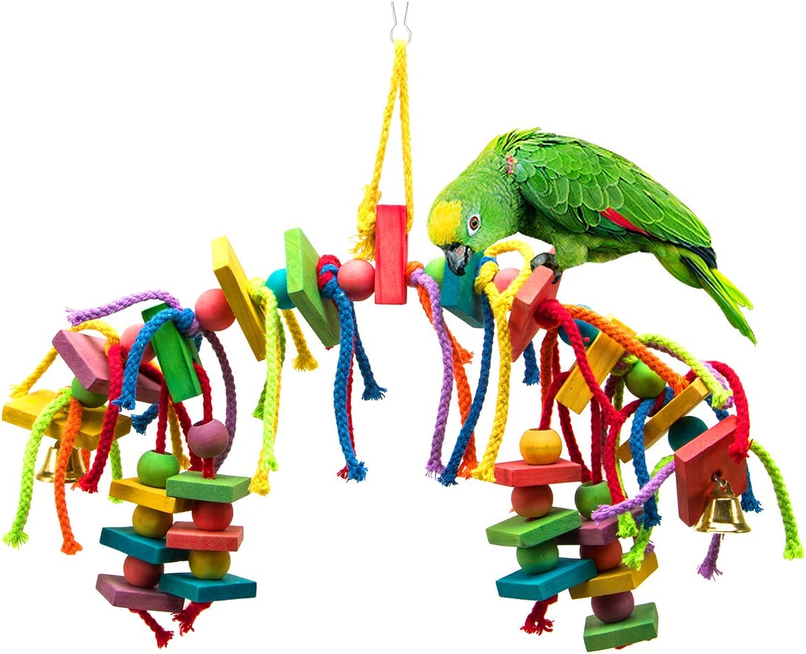 Wooden block toys for small and medium birds