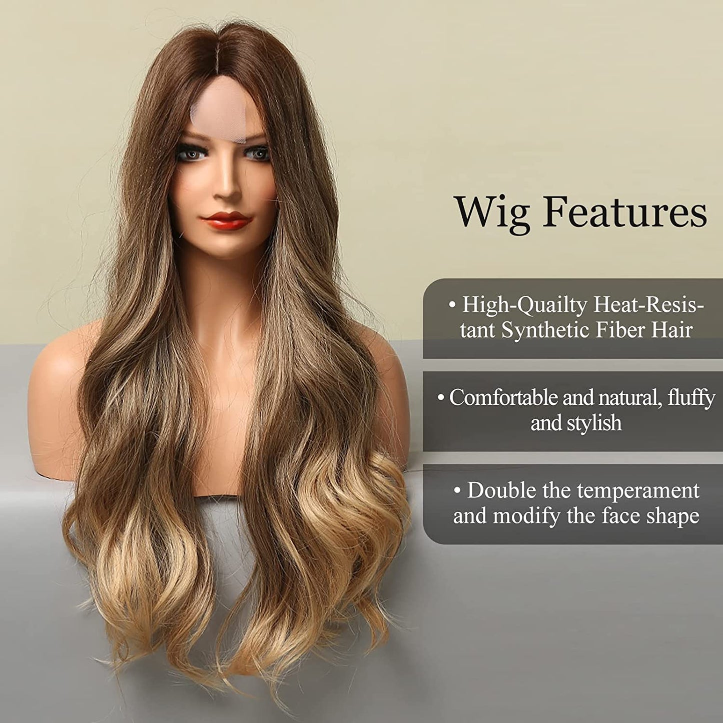 Long Wavy Synthetic Wig 24 Inches (Ombre Blonde)