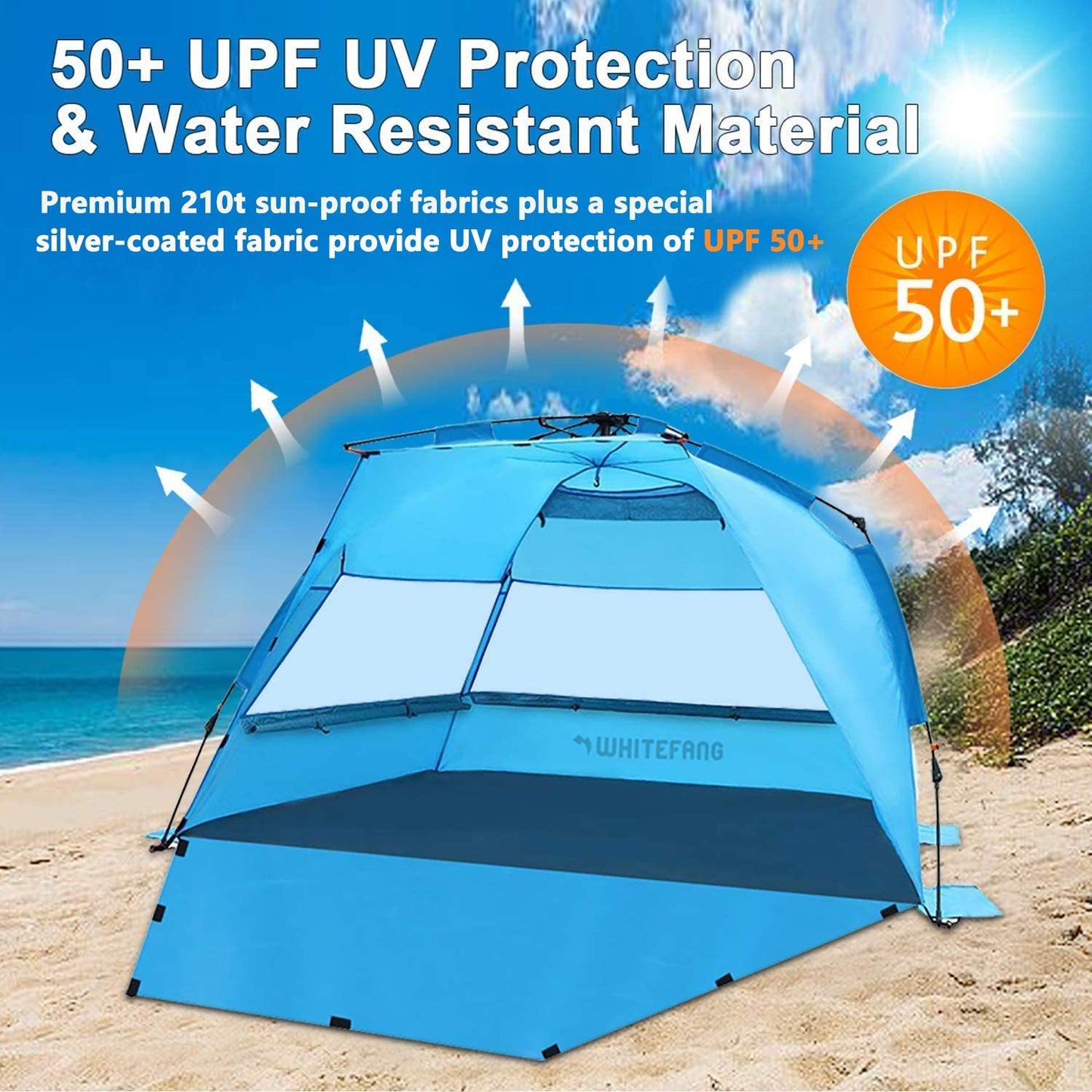 XL Pop Up Beach Tent, Color Solid Blue