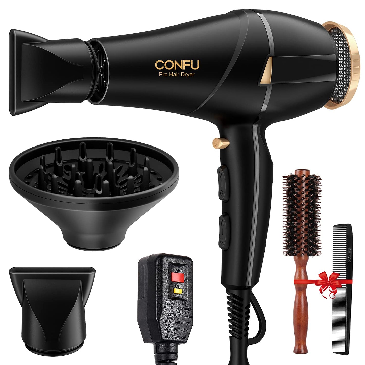 1875 Watt Professional Salon Hair Dryer with 2 Nozzles