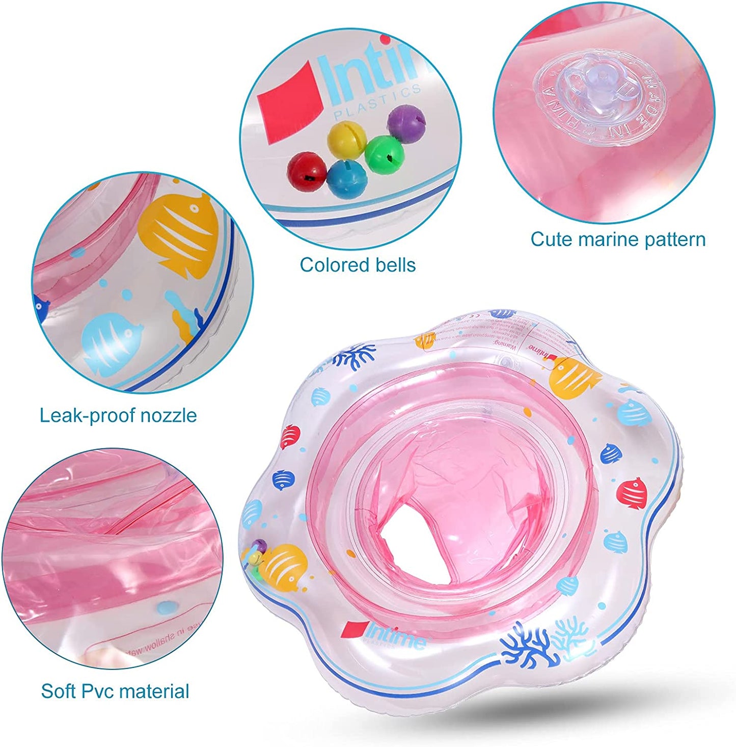 Baby floats for swimming pool, with safety seat, Color: Pink