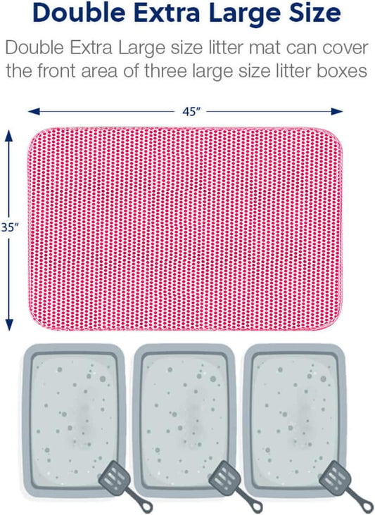 Double Layer Honeycomb Pet Litter Mat XXL 45"x35" (Pink)