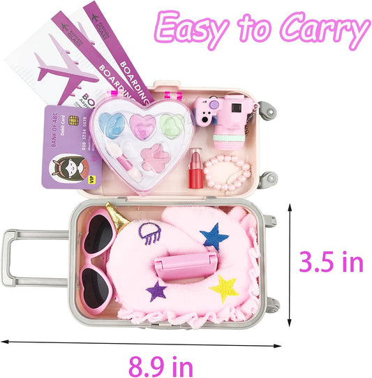 Travel set for 18 inch dolls, clothes and accessories, 17 pieces