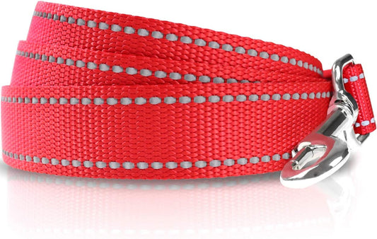 Reflective Double Sided Dog Leash, 6', Red